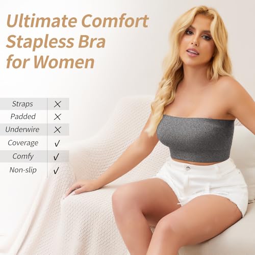 Image of JOYSHAPER Strapless Bras for Women Seamless Padded Bandeau Bra Wireless Tube Top Bralette Comfort Tube Bra