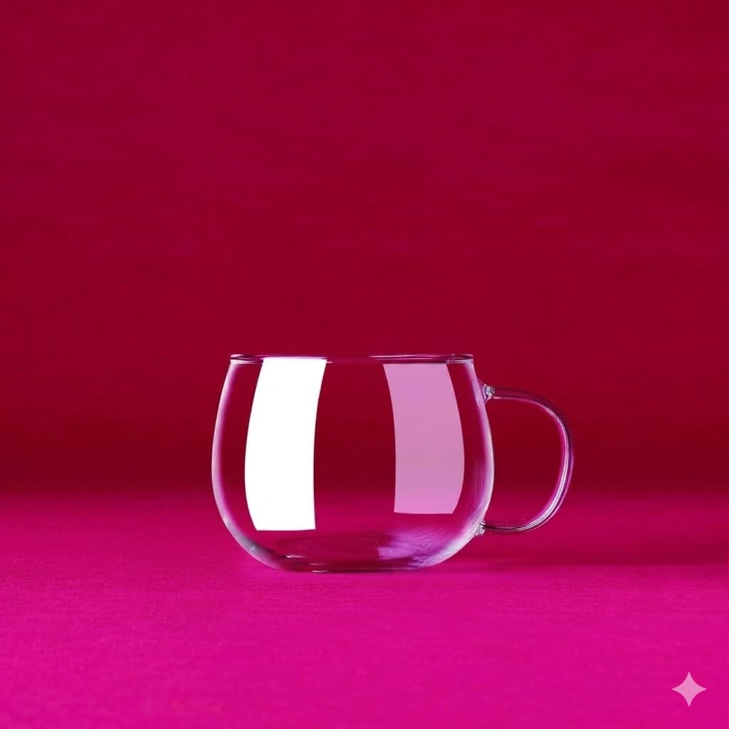 Double Wall Glass Coffee & Tea Mugs - 13.5 oz / 400 ml Insulated Clear Glass Tea Cups with Handle - Borosilicate Glass Mug for Latte, Tea, Cappuccino, Espresso, Hot and Cold Drinks (PACK OF 12)