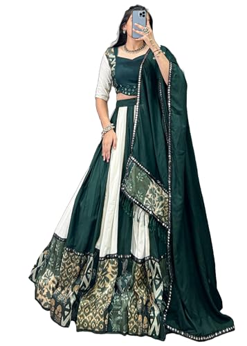 Lehenga 13520 en rayonne imprimée avec broderie miroir