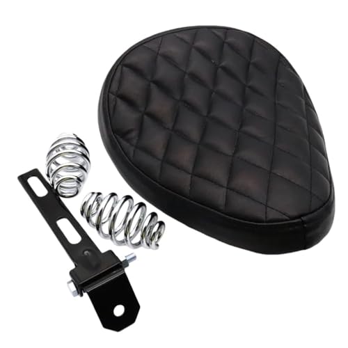 Asiento individual de cuero negro para moto bobber chopper con kit de soporte giratorio y muelles