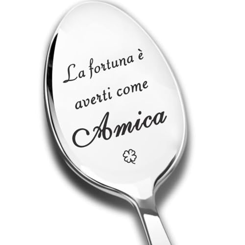 Regali per Ragazza/Donne Cucchiaio da tè in acciaio inossidabile Inciso con La fortuna è averti come Amica Cibo Dessert Cucchiaio da caffè, Regalo per Sorella Best Friend Bestie