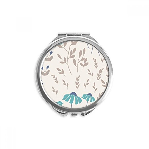 Miroir de poche fait main peinture fleur beige accessoire rond haut de gamme