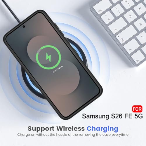 Image of TheGiftKart Hybrid Shockproof Back Cover Case for Samsung Galaxy SXVI FE 5G Compatible with MagSafe | Hard Back Cover Case for Samsung SXVI FE 5G (PC & TPU, Translucent Smoke Matte Back, Black Sides)