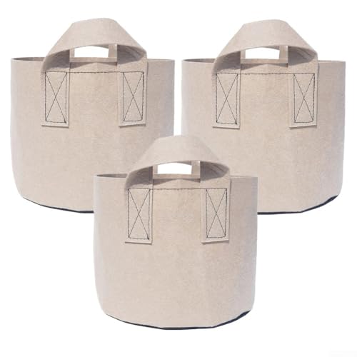 Bolsas de cultivo de plantas de tela reutilizables, paquete de 3 con asas para papas, verduras y proyectos de rotación de cultivos de temporada (10 galones)