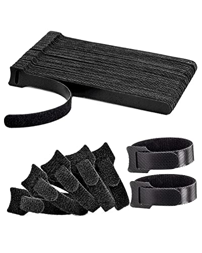LIKENNY（50本）ケーブルバンド ケーブル結束バンド マジックテープ ナイロン製 収納バンド コード配線収納 ケーブル束ねる 収納 束ねる るやつ 繰り返し利用可能 15CM (黒) - LIKENNY - 商品画像
