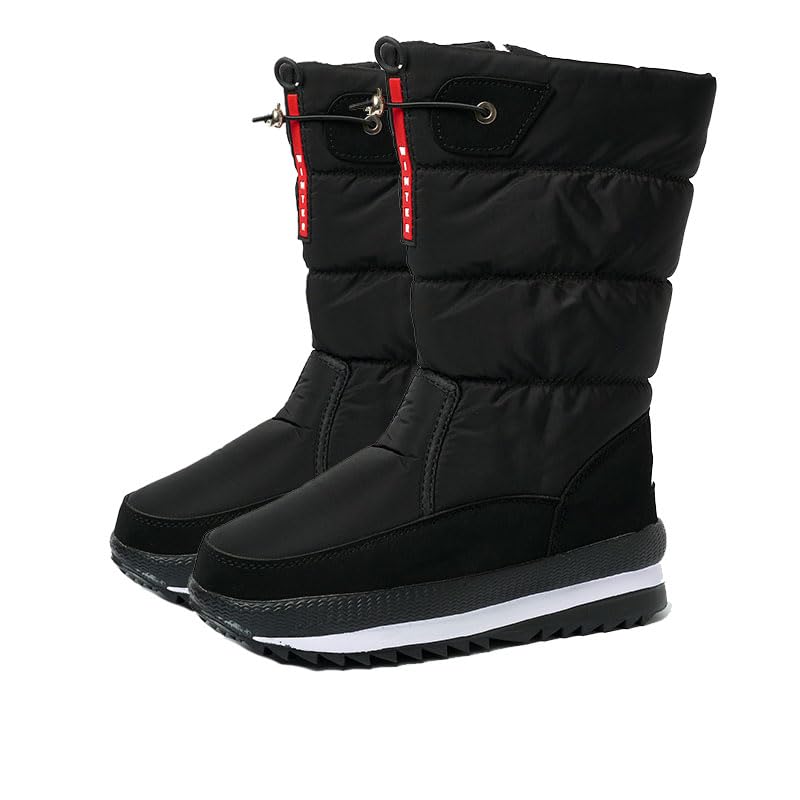 ODIPON Women's Medium-cut Snow Boots Winter Water-Resistant Fur Lined Frosty Warm Anti-Slip Boot