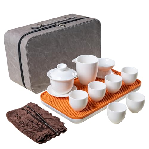 KEYDUACU Gaiwan Tea Set,Chinese Gongfu Tea Set,Portable for Adults,Travel