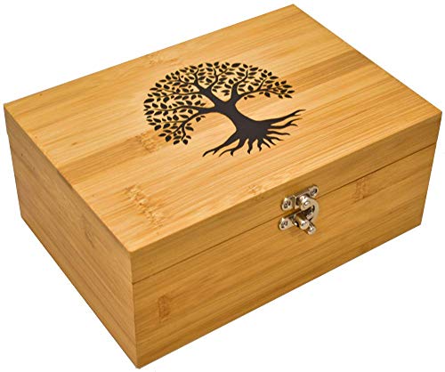 OIL LOVE Bamboo Essential Oils Storage Box - Holds 24 Oils (5mL - 15mL) - Tree of Life Design - Premium Essential Oils Box/Holder/Organizer