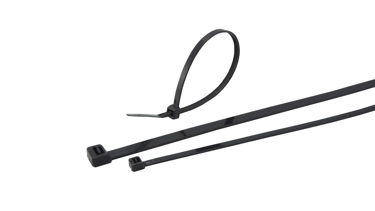RS PRO Cable Tie, 300mm x 7.6 mm, Black PP, Pk-100