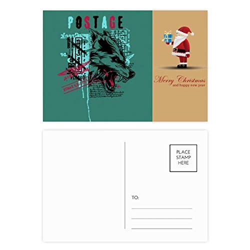 Cartes postales motif père Noël graffiti loup au design artistique haut de gamme
