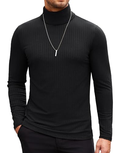 COOFANDY Men's Turtleneck Sweater Slim Fit Lightweight Basic Ribbed Sweaters