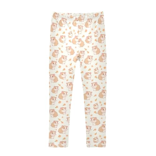 Cute Hamster Animals Girls Leggings Kids Yoga Pants Athletic Tights Pants 4-10 Years