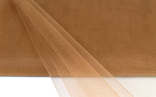 Creativery Tela de tul de 10 m, 150 cm, tela decorativa de malla, para carnaval, boda, decoración capuchino, color marrón claro 846