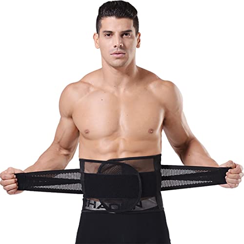 DAISHA Men's Ultra Breathable Mesh Waist Trainer Trimmer Tummy Control Shaper Belt for Lumbar Muscle Strain Beer Belly