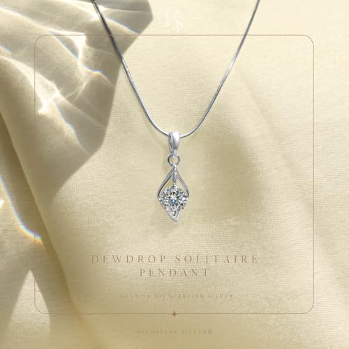 HighSpark Stylish Dew Drop Pendant Necklace | 92.5 Sterling Silver & Stunning Shimmering Shine | Lovely Gift For Women & Girls - Image 3