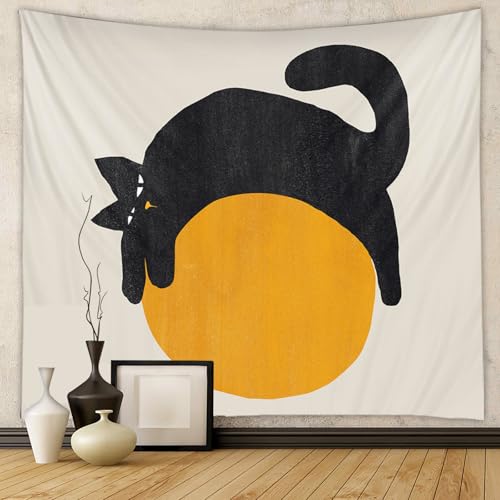 Tenture murale chat pour masquer un mur vide solution déco polyester lavable maison et salon