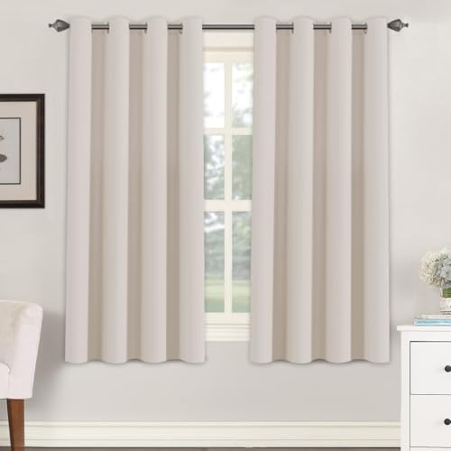Image of H.VERSAILTEX Blackout Curtain for Living Room Thermal Insulated Window Treatment Curtain Extra Long 63 inch Length Energy Saving Solid Grommet Top, One Panel, Natural, 52 inch W x 63 inch L