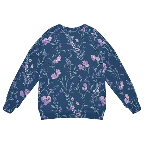 JUNZAN Flowers Lavender Freesia Navy Blue Little Kids Hoodie Sweatshirt Fleece Kids Hoodies Boys Sports 4T2