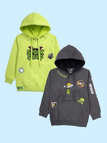 Image of Kiddopanti Unisex Solid Pullover Hooded Fleece Sweatshrit | Cotton Poly Fleece Fabric | Waist Length, Full Sleeve Hoodie | 2 Kangaroo Pockets | Winter Wear for Boys & Girls