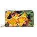 Produktbild JHGFG Mode Handtasche Reißverschluss Brieftasche Tropische Rhododendron Simbu Sonnenuntergang Blumen 2 Telefon Kupplung Geldbörse Abendkupplung Blockieren Leder Brieftasche Multi Card Org