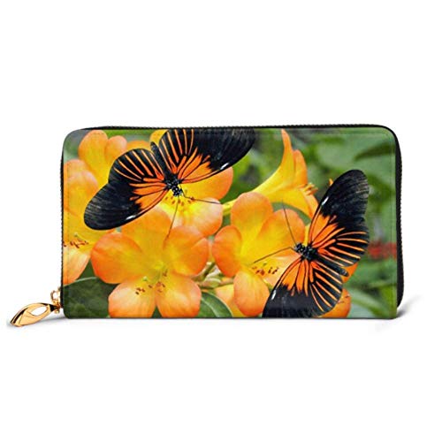 Preisvergleich Produktbild JHGFG Mode Handtasche Reißverschluss Brieftasche Tropische Rhododendron Simbu Sonnenuntergang Blumen 2 Telefon Kupplung Geldbörse Abendkupplung Blockieren Leder Brieftasche Multi Card Org