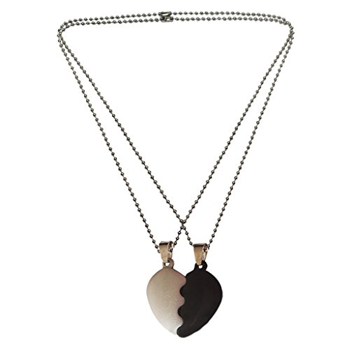 RICH AND FAMOUS Lovers Undivided Attention Sweet Heart Black Silver Alloy Pendant Necklace for Men