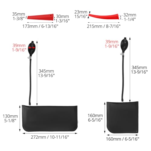 QWORK® 4 Stücke Montagekissen, Hebekissen Luftkissenheber, Air Pump Wedge, Belastung bis 200kg (Platz+ Rechteck)