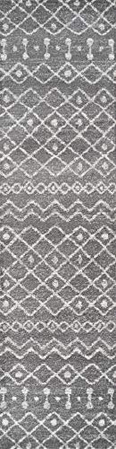 Image of JONATHAN Y Aksil Moroccan Beni Souk Gray /Cream Runner Rug, 2x8, Bohemian, Scandinavian, Easy-Cleaning for Living Room, Bedroom, Kitchen, Pet Friendly, Non-Shedding (MOH208C-28)