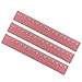 Kozelo 3pcs Straight Ruler - [ 15cm ] Wave Edge Metric Measuring Tool for Home Classroom Office Use | Aluminum Alloy, Old Rose