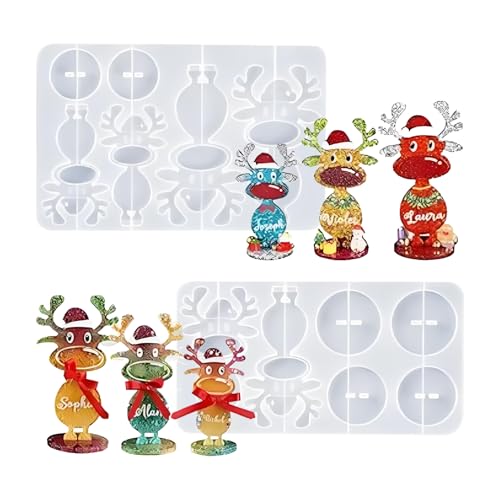 クリスマス シリコン型 - 鹿のクリスマスフォンダン型 - かわいいモールド クリスマスクラフト 製菓用テーブル装飾 スイーツや石鹸作り 家庭用キッチン雑貨