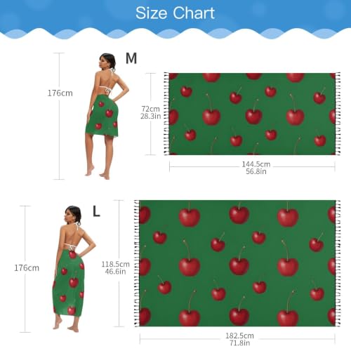 Cubierta de traje de baño para mujer con diseño de cerezas rojas 7