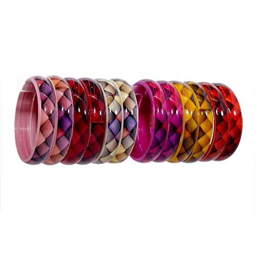 Image of NMII Multicolour Glass Kada Set For Women and Girls with Sleek Finish & Abstract Design | Glass Bangles For Women | Kada For Girls Daily /Party /Office | Fashion Jewellery