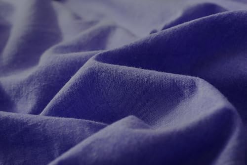 Image of F.Y.Dreams 100% Washed Cotton Duvet Cover for Weighted Blanket 80x87 inches with 16 Ties, Zipper on Long Side /Navy BlueJust Duvet Cover