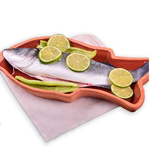 Handmade Clay Fish Cooking Pan Set of 2, Portuguese Earthenware Pan, Terracotta Pots for Cooking Fishes, Mexican Cookware, Moroccan Pottery for Cooking Fishes, Glazed Inside, 10.5 in