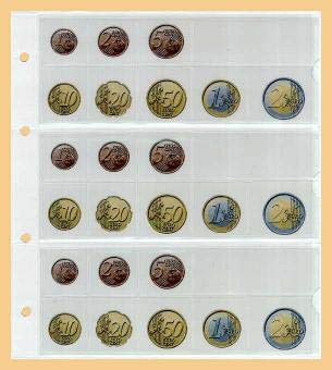 KOBRA Euro-Münzalbum Mit 5 Blättern Für 15 Eurosätze – Wattierter Ringbinder, Rot, Inkl. Kassette