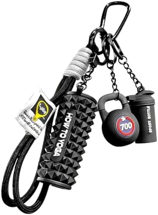 Fitness llavero hombre con pesa y rodillo de yoga, charm de bolso...