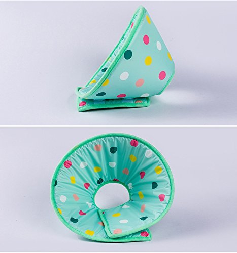 Stock Show 1Pc Pet Dog Recovery Elizabethan Collar, Colorful Dots Decor Wound Healing Protective Cone E-Collar for Puppy Cats, Light Blue - Thumbnail 3