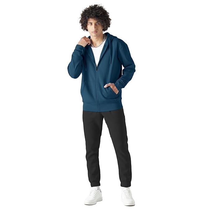 Image of FUNKY MONKEY Men's Full Zip Hoodie Sweatshirt | Soft Warm Fleece | Hooded Jacket | Loose Fit | Casual, Gym & Travel Winter Wear
