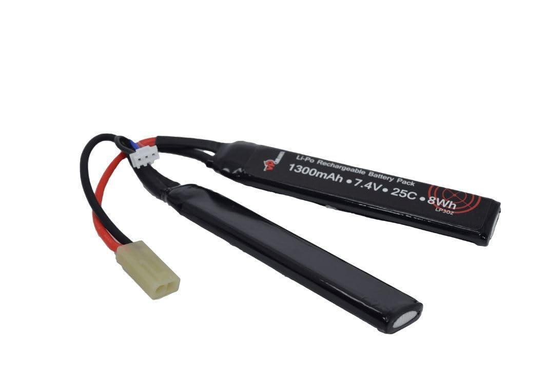 Airsoft 7.4V 1300mAh 25C LiPo Cranestock battery with case LP302 Vapextech mini Tamiya
