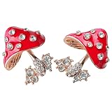 Healvian 2 Stück Teiliges Pilz Broschen aus Glänzendem Legierungs Funkelnden Strasssteinen Niedliche Cartoon anstecknadeln für Kleidung Rucksäcke und Taschen Einzigartiges