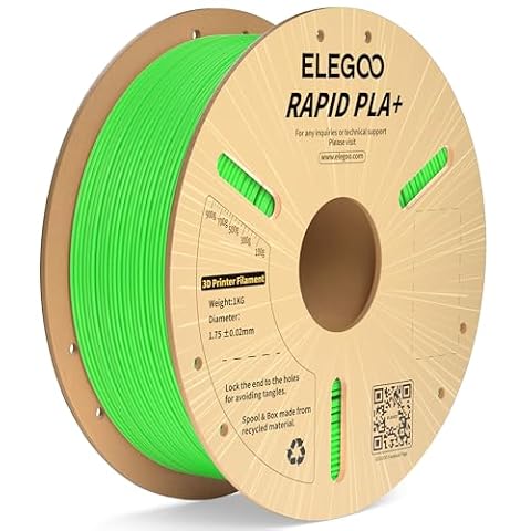 ELEGOO Rapid PLA Plus 3D Printer Filament 1.75mm Green 1KG, Up to 600mm/s