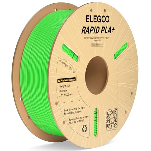 ELEGOO Rapid PLA Plus 3D Printer Filament 1.75mm Green 1KG, Up to 600mm/s