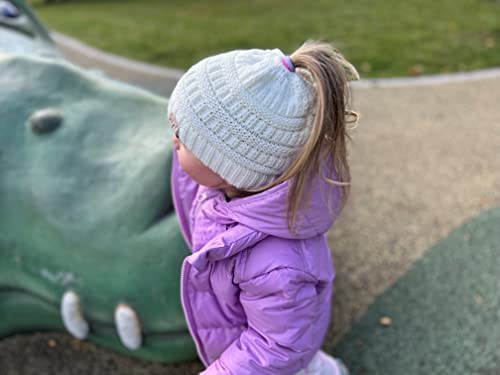 Image of Funky Junque BeanieTail Children's Ponytail Messy Bun Beanie Solid Ribbed Hat