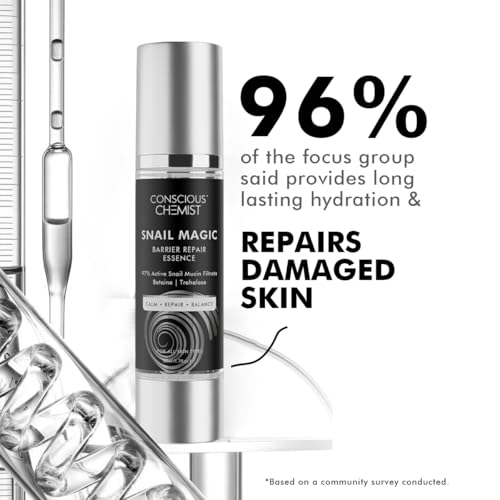 Image of Conscious Chemist Snail Mucin Serum | 50ml | Barrier Repair Essence for Face, 97% Active Snail Mucin Filtrate, Betaine & Trehalose, For Dryness, Damaged Skin, Face Serum for Men & Women - Snail Magic