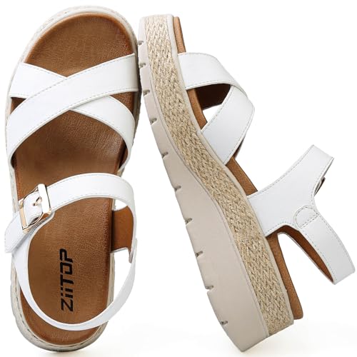 Image of ziitop Womens Wedge Platform Espadrille Sandals with Orthopedic Arch Support Adjustable Ankle Strap Open Toe for Casual Walking
