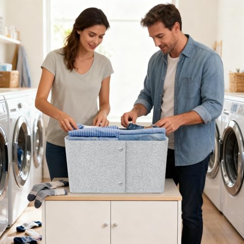 Cesta de almacenamiento de fieltro para estanterías del salón y baño 4