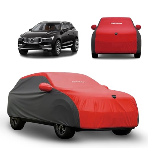 Image of PROTEGO Prime Series India's 1st Anti-Tear Car Cover for Volvo XC60 | Heavy-Duty, Custom Fit, All Weather Protection | 100% Waterproof, Windproof & Hail Resistant | 2-Year Warranty | Red + Black