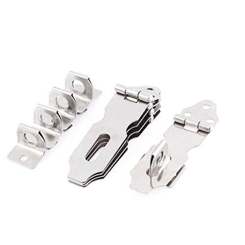 Uxcell a15091600ux0151 Uxcell a15091600ux0151 Gates Door Metal Padlock Hasp Staple Set 4mm Install Hole 5Pcs, Metal (Pack of 5)