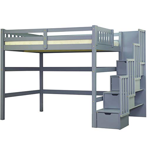 Scanica Full Size Staircase Loft Bed Grey #TOP1