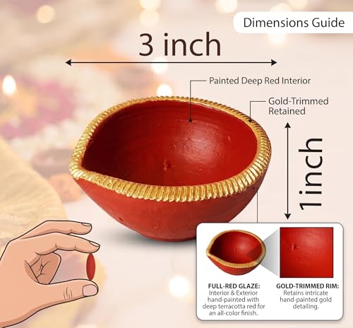 Image of Pure Source India Terracotta Handmade Decorative Diya's, 3 Inch, 4 Pieces, Multicolor